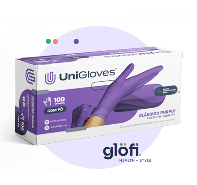 Luva de látex Roxa para procedimento (pouco pó) - UniGloves®-P